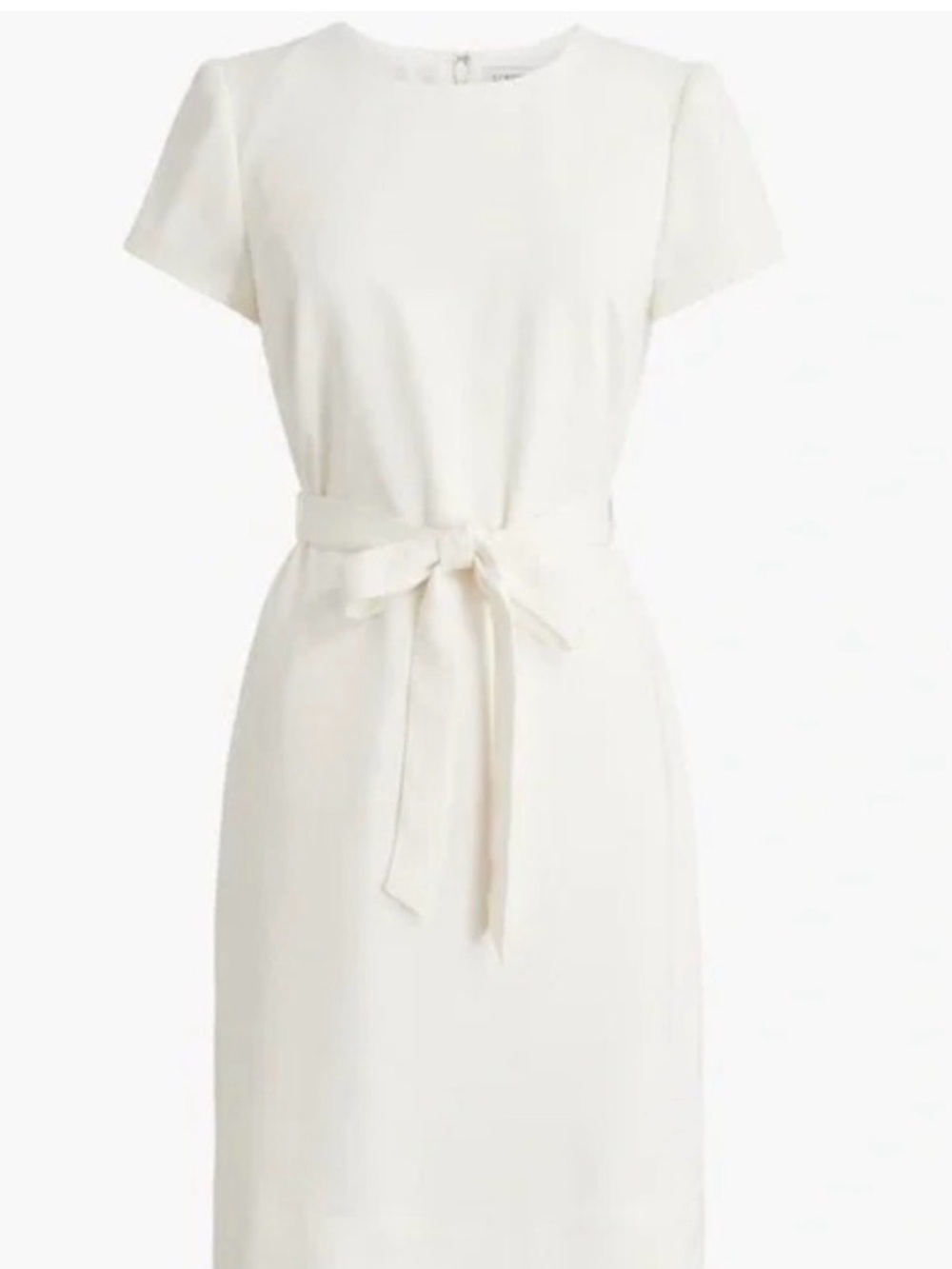 J. Crew Cream Midi Sheath Dress with Waist Tie
